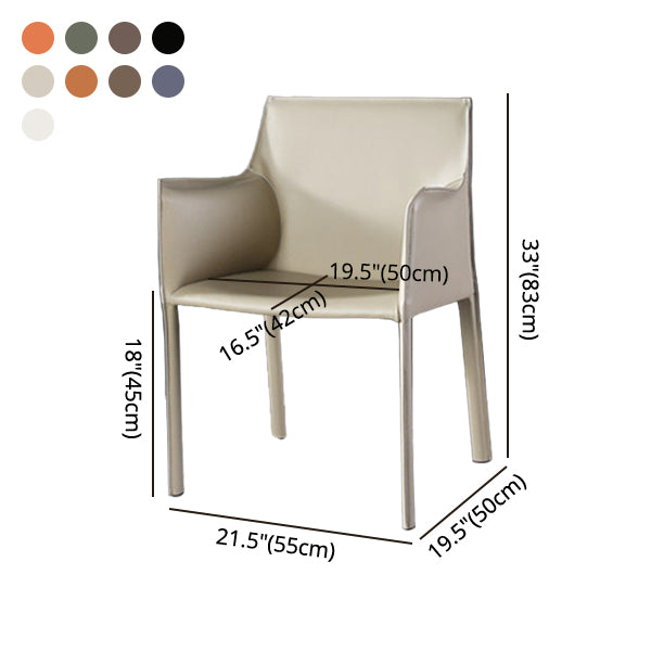 Silla de comedor individual con respaldo sólido y acabado mate de cuero con silla de montar para el hogar de estilo diseñador