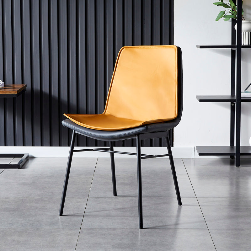 Sillas de comedor de cuero de estilo industrial, sillas laterales sin brazos con respaldo sólido para cocina