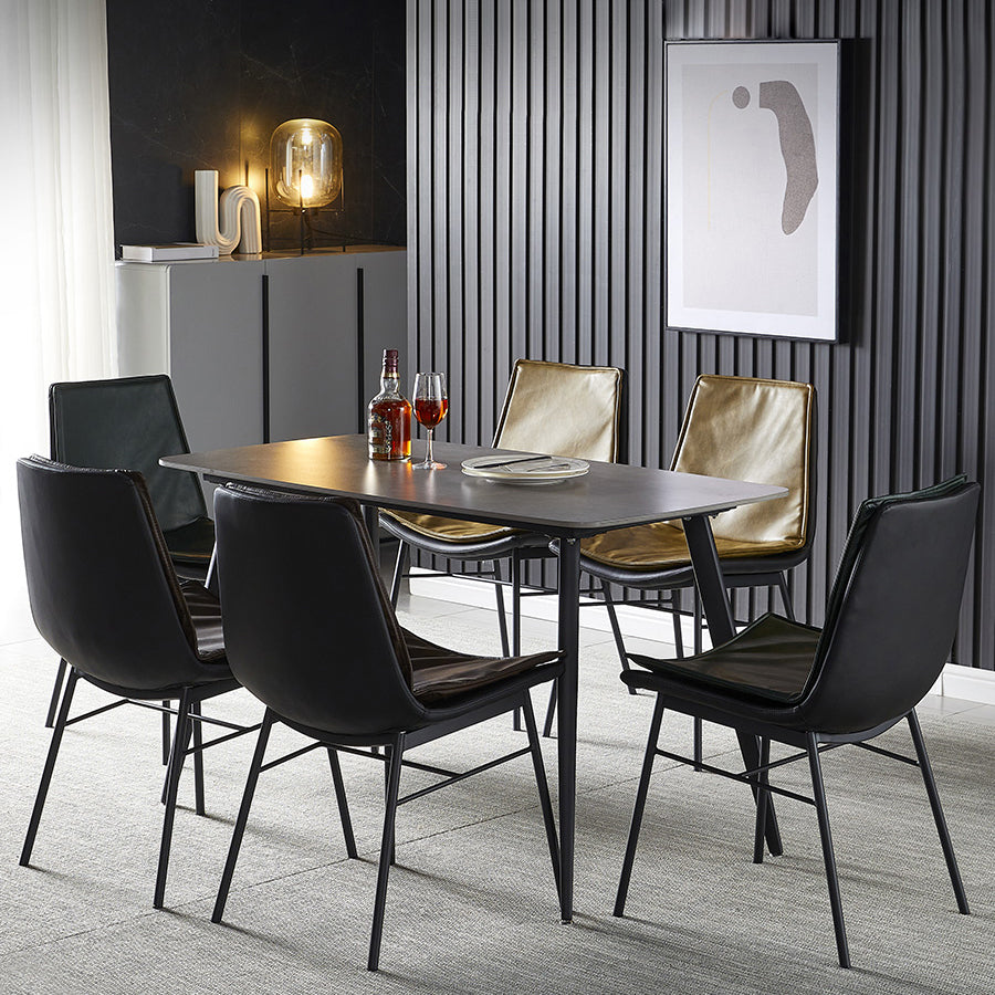 Sillas de comedor de cuero de estilo industrial, sillas laterales sin brazos con respaldo sólido para cocina