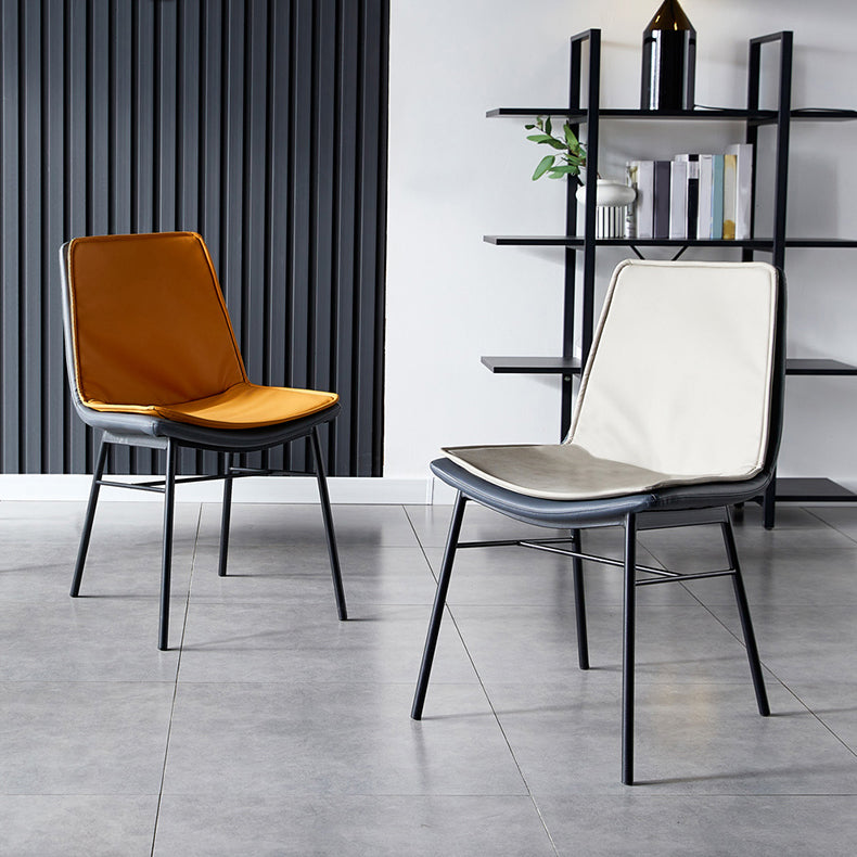 Sillas de comedor de cuero de estilo industrial, sillas laterales sin brazos con respaldo sólido para cocina