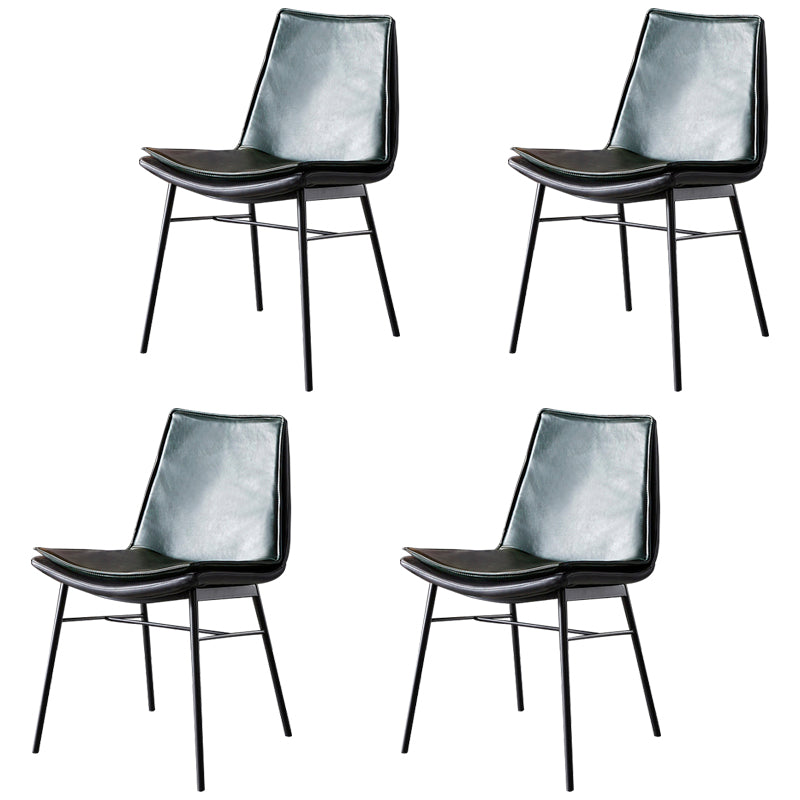 Sillas de comedor de cuero de estilo industrial, sillas laterales sin brazos con respaldo sólido para cocina