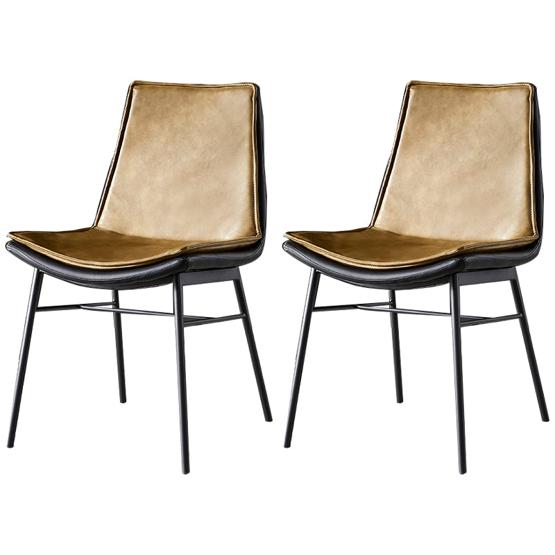 Sillas de comedor de cuero de estilo industrial, sillas laterales sin brazos con respaldo sólido para cocina