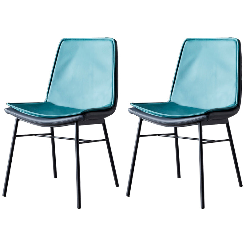 Sillas de comedor de cuero de estilo industrial, sillas laterales sin brazos con respaldo sólido para cocina