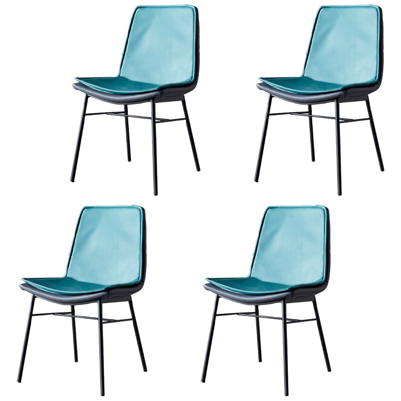 Sillas de comedor de cuero de estilo industrial, sillas laterales sin brazos con respaldo sólido para cocina