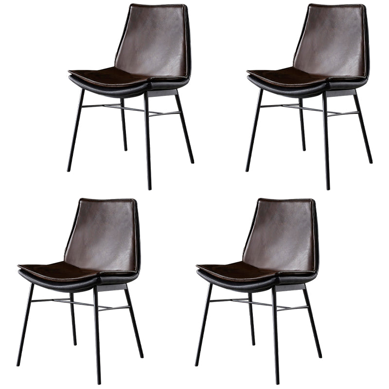 Sillas de comedor de cuero de estilo industrial, sillas laterales sin brazos con respaldo sólido para cocina