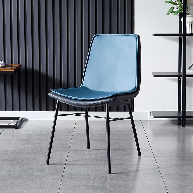 Sillas de comedor de cuero de estilo industrial, sillas laterales sin brazos con respaldo sólido para cocina