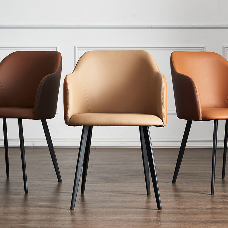 Sillas tapizadas con respaldo sólido de comedor de cuero de estilo moderno