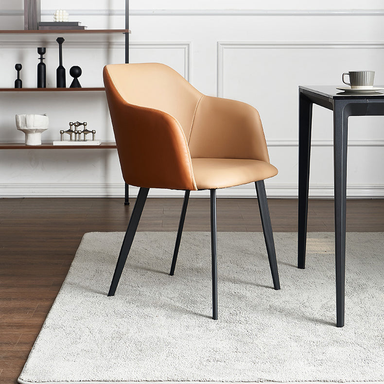 Sillas tapizadas con respaldo sólido de comedor de cuero de estilo moderno