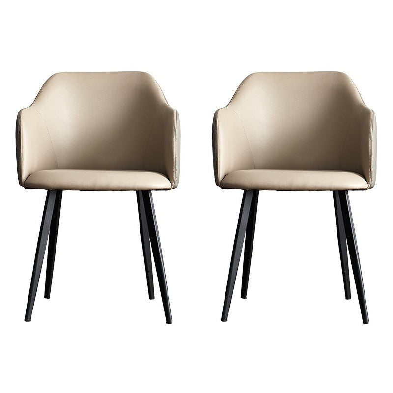 Sillas tapizadas con respaldo sólido de comedor de cuero de estilo moderno