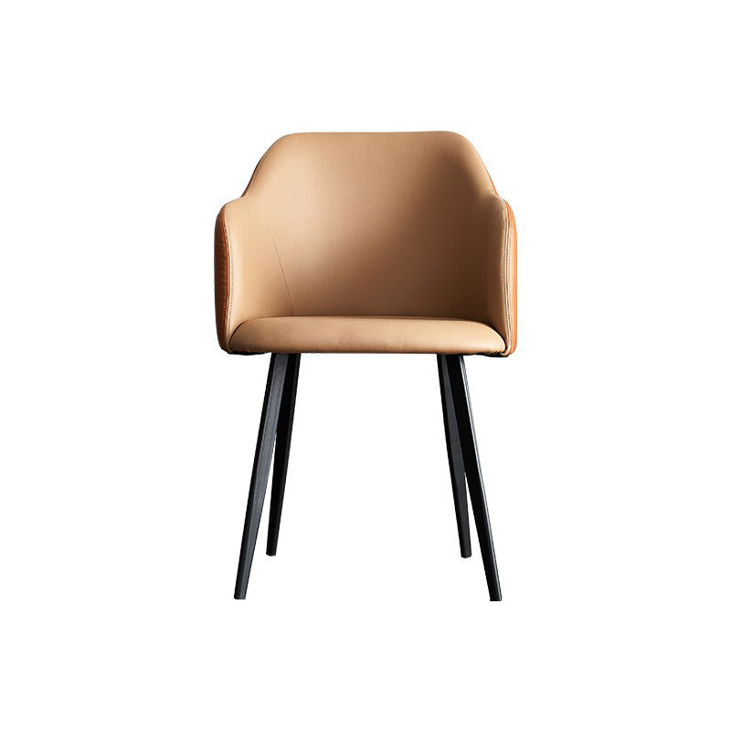 Sillas tapizadas con respaldo sólido de comedor de cuero de estilo moderno