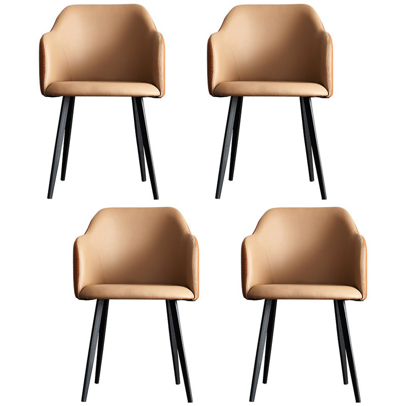 Sillas tapizadas con respaldo sólido de comedor de cuero de estilo moderno