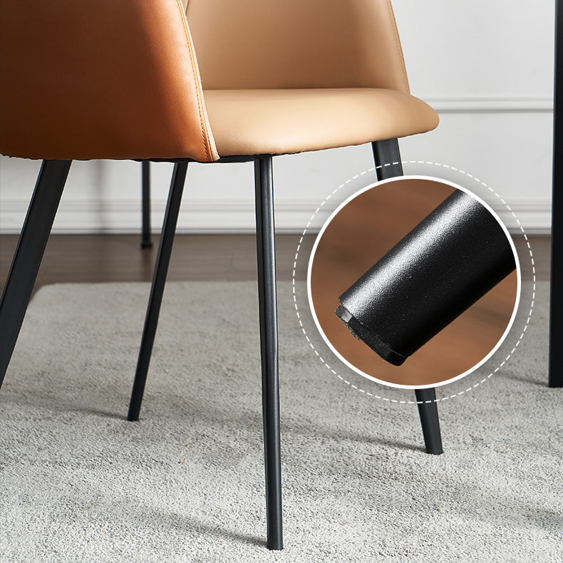 Sillas tapizadas con respaldo sólido de comedor de cuero de estilo moderno