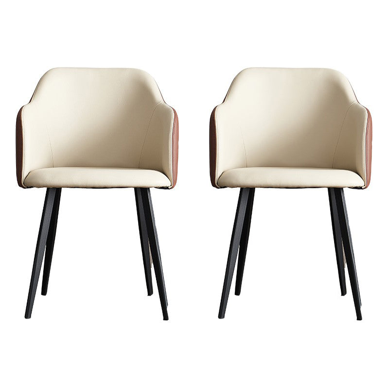 Sillas tapizadas con respaldo sólido de comedor de cuero de estilo moderno