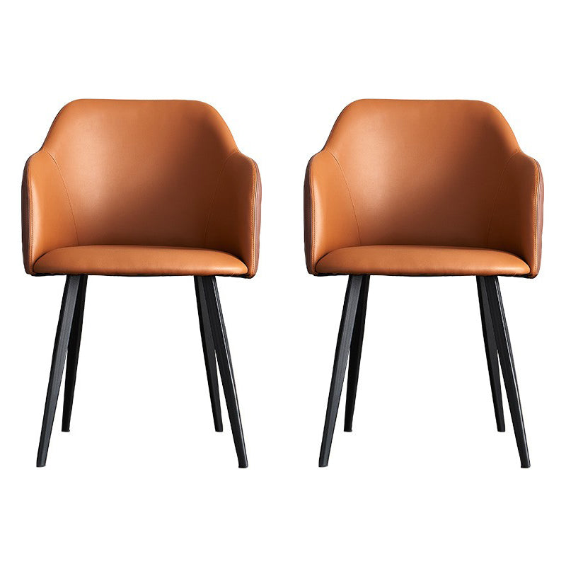 Sillas tapizadas con respaldo sólido de comedor de cuero de estilo moderno