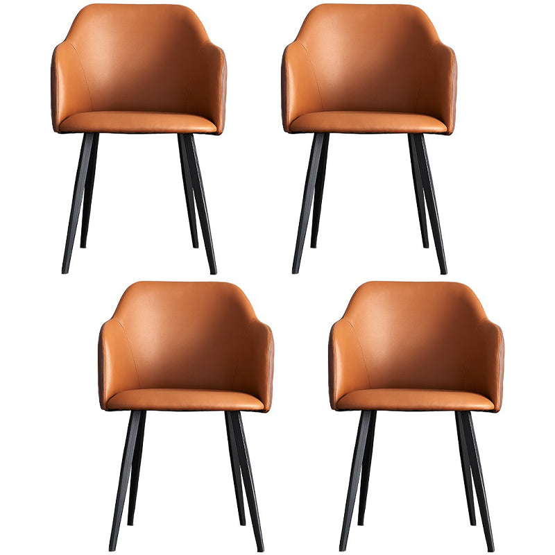 Sillas tapizadas con respaldo sólido de comedor de cuero de estilo moderno