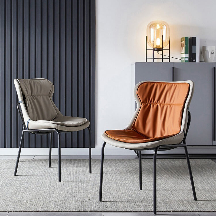 Industrial Style Leather Dining Armless Chairs Solid Back Dining Chair for Kitchen