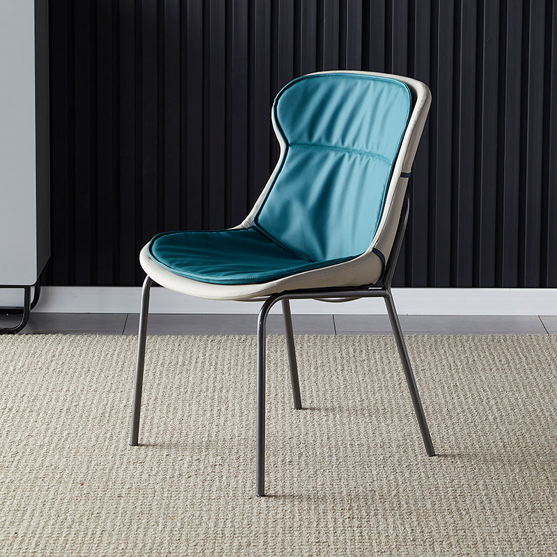 Industrial Style Leather Dining Armless Chairs Solid Back Dining Chair for Kitchen