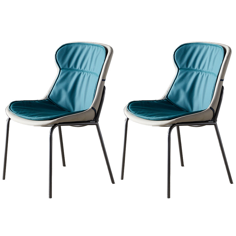Industrial Style Leather Dining Armless Chairs Solid Back Dining Chair for Kitchen