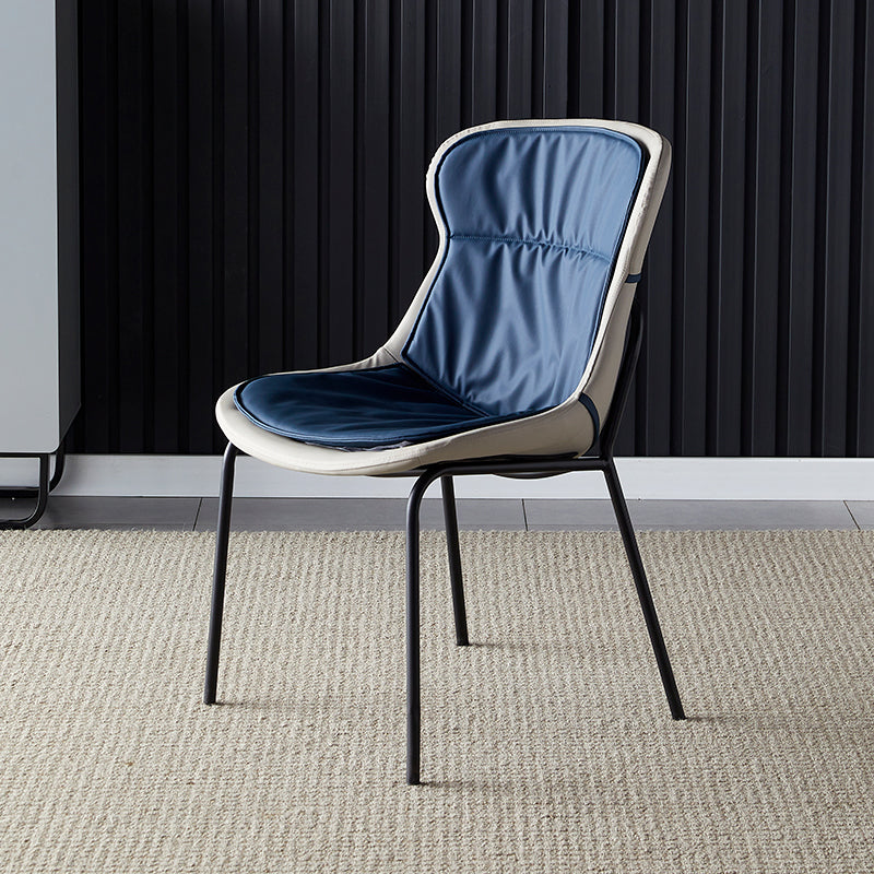 Industrial Style Leather Dining Armless Chairs Solid Back Dining Chair for Kitchen