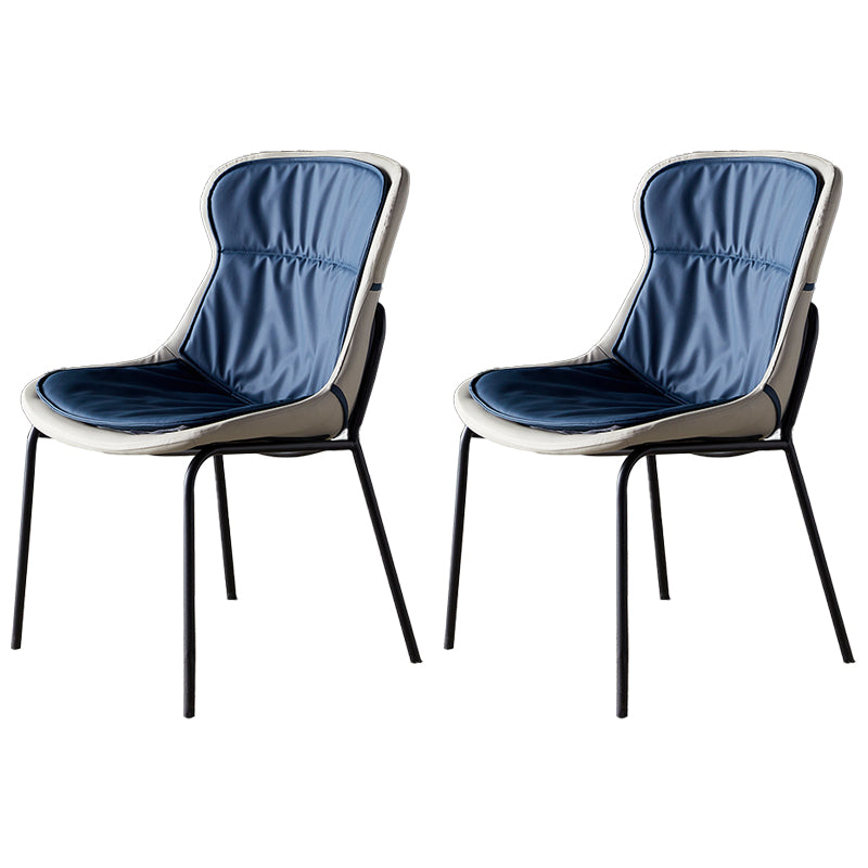 Industrial Style Leather Dining Armless Chairs Solid Back Dining Chair for Kitchen