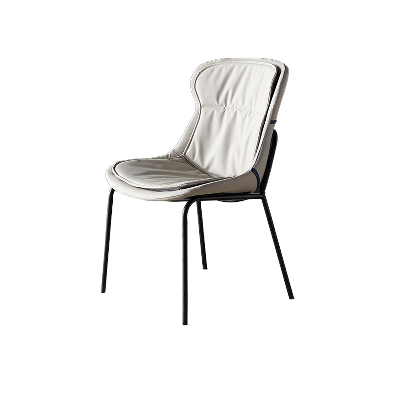 Industrial Style Leather Dining Armless Chairs Solid Back Dining Chair for Kitchen