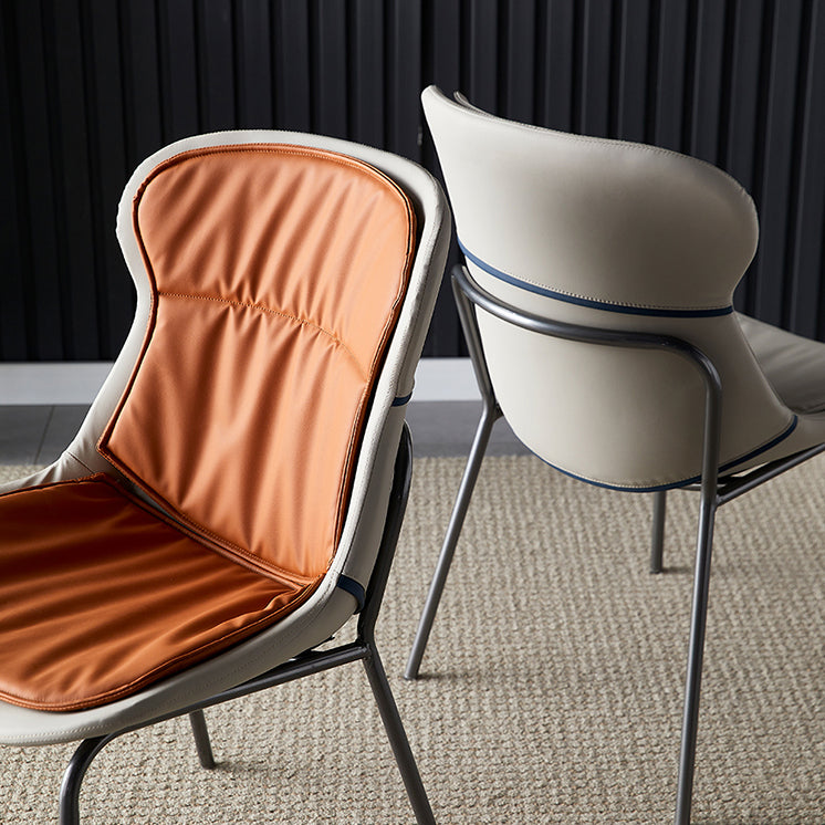 Industrial Style Leather Dining Armless Chairs Solid Back Dining Chair for Kitchen