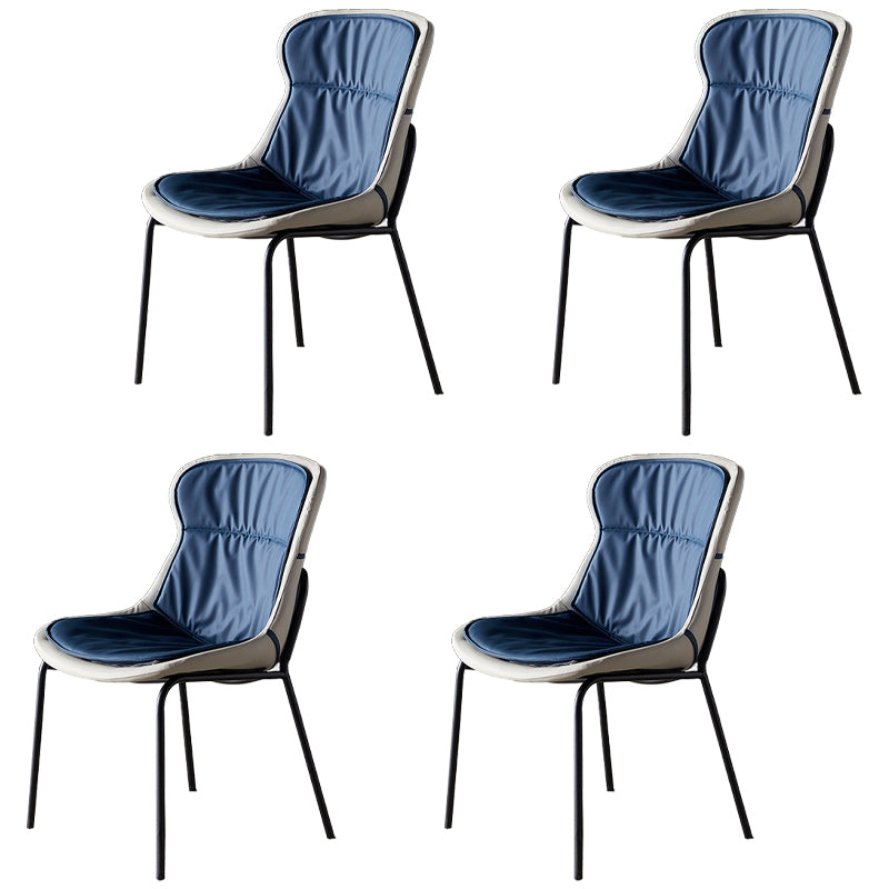 Industrial Style Leather Dining Armless Chairs Solid Back Dining Chair for Kitchen