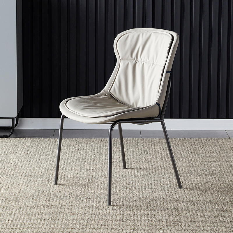 Industrial Style Leather Dining Armless Chairs Solid Back Dining Chair for Kitchen