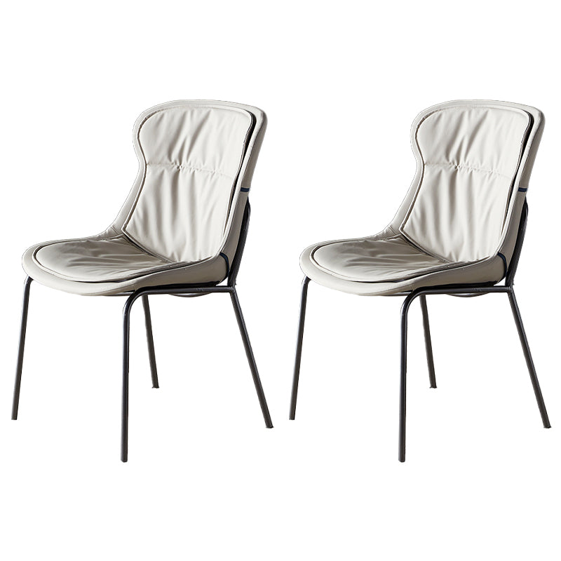 Industrial Style Leather Dining Armless Chairs Solid Back Dining Chair for Kitchen