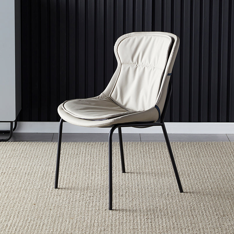 Industrial Style Leather Dining Armless Chairs Solid Back Dining Chair for Kitchen