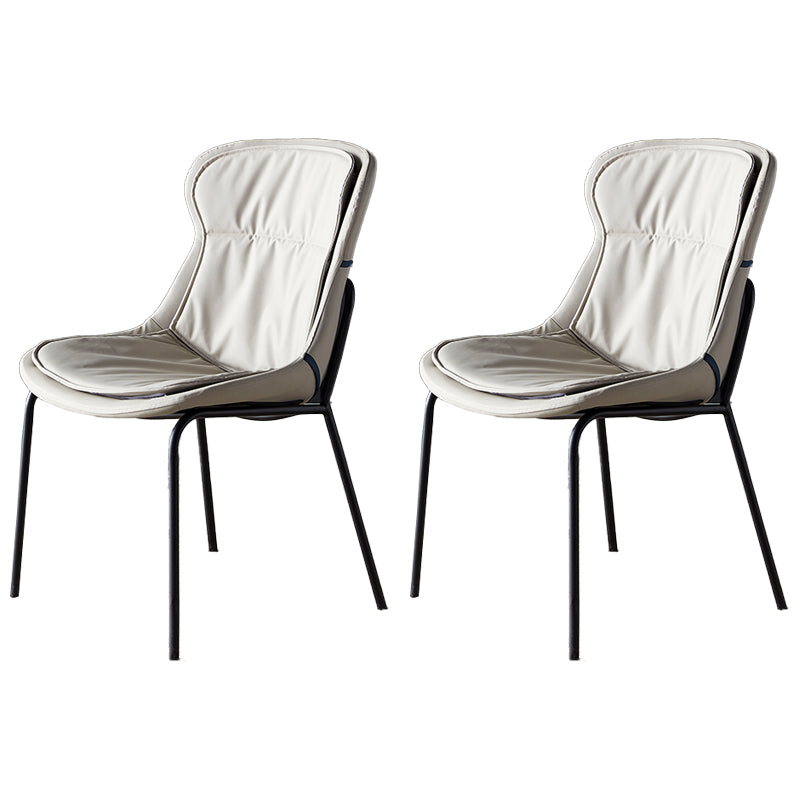Industrial Style Leather Dining Armless Chairs Solid Back Dining Chair for Kitchen