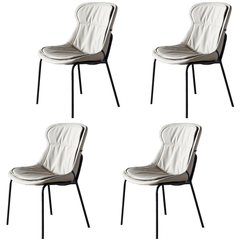 Industrial Style Leather Dining Armless Chairs Solid Back Dining Chair for Kitchen