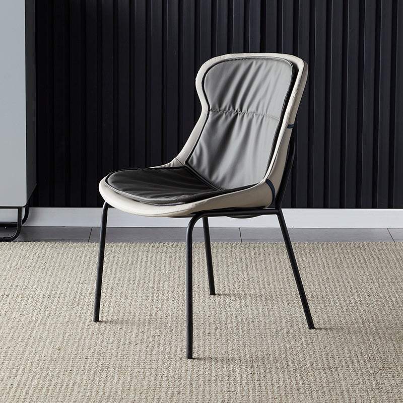 Industrial Style Leather Dining Armless Chairs Solid Back Dining Chair for Kitchen