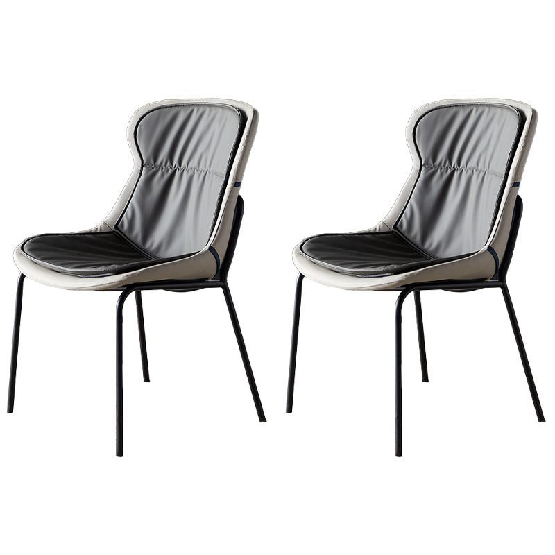 Industrial Style Leather Dining Armless Chairs Solid Back Dining Chair for Kitchen