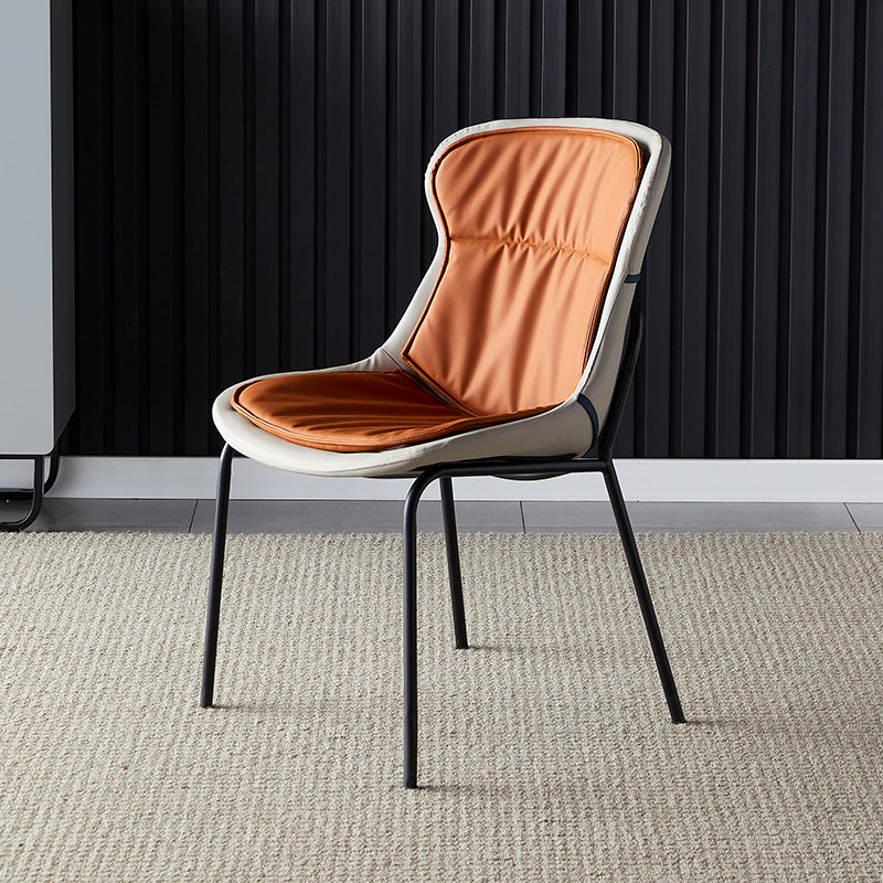 Industrial Style Leather Dining Armless Chairs Solid Back Dining Chair for Kitchen