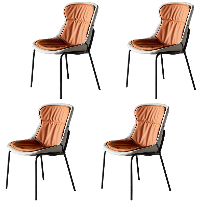 Industrial Style Leather Dining Armless Chairs Solid Back Dining Chair for Kitchen