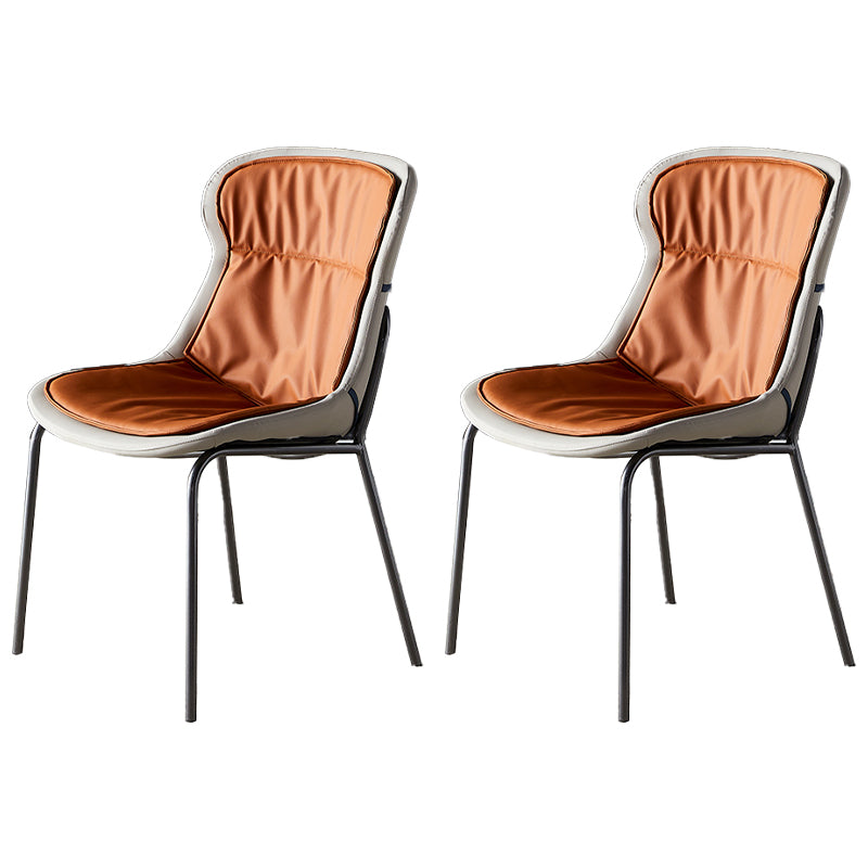 Industrial Style Leather Dining Armless Chairs Solid Back Dining Chair for Kitchen