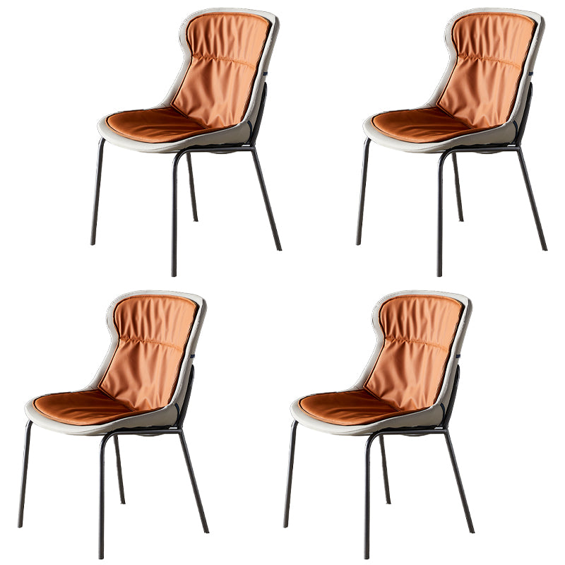 Industrial Style Leather Dining Armless Chairs Solid Back Dining Chair for Kitchen