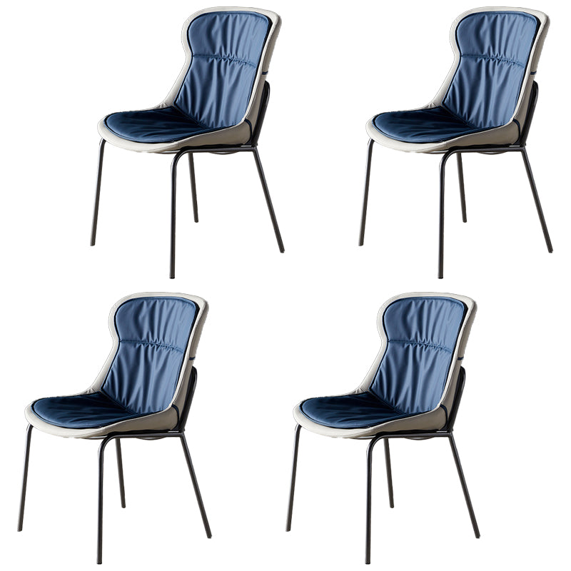 Industrial Style Leather Dining Armless Chairs Solid Back Dining Chair for Kitchen
