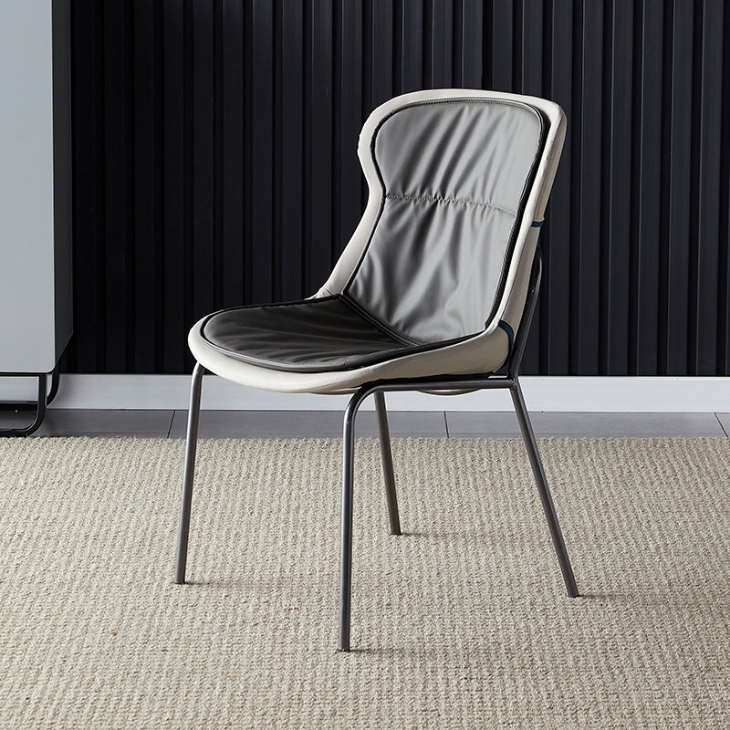 Industrial Style Leather Dining Armless Chairs Solid Back Dining Chair for Kitchen