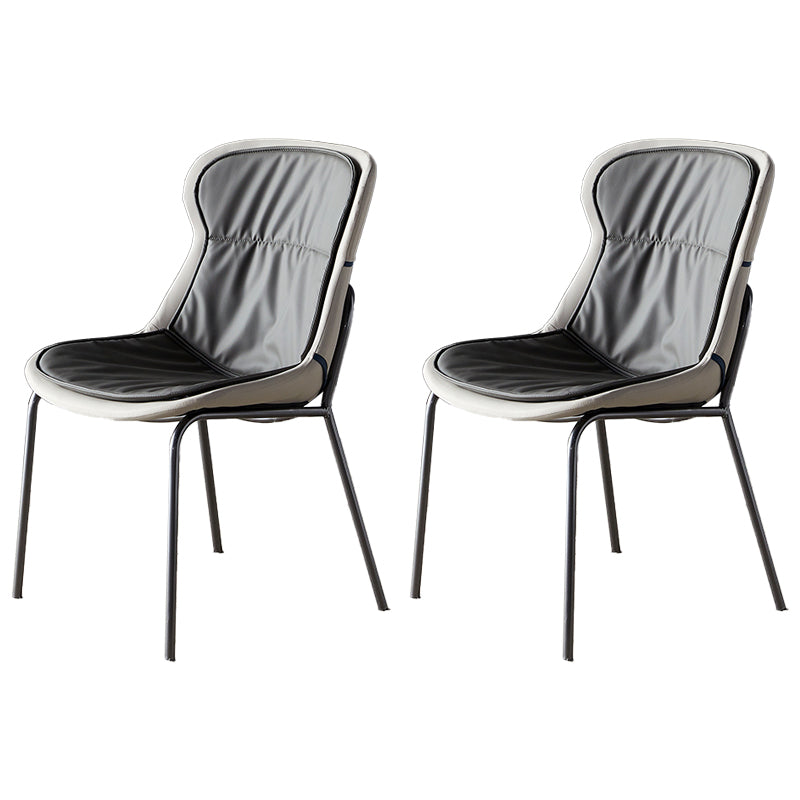 Industrial Style Leather Dining Armless Chairs Solid Back Dining Chair for Kitchen