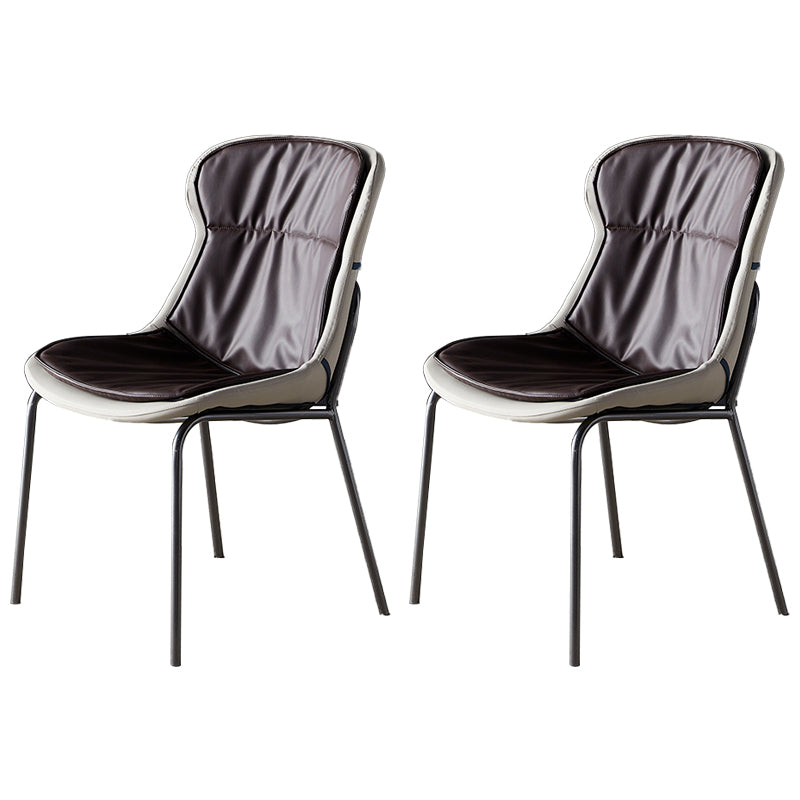 Industrial Style Leather Dining Armless Chairs Solid Back Dining Chair for Kitchen