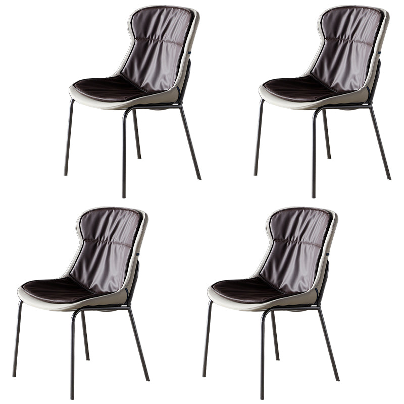 Industrial Style Leather Dining Armless Chairs Solid Back Dining Chair for Kitchen