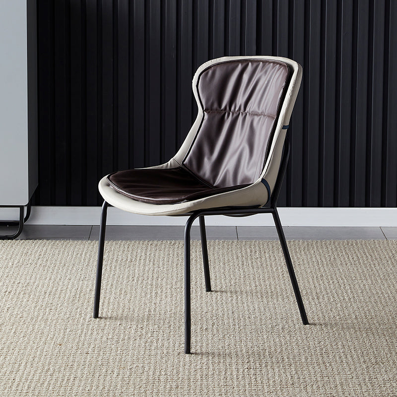 Industrial Style Leather Dining Armless Chairs Solid Back Dining Chair for Kitchen