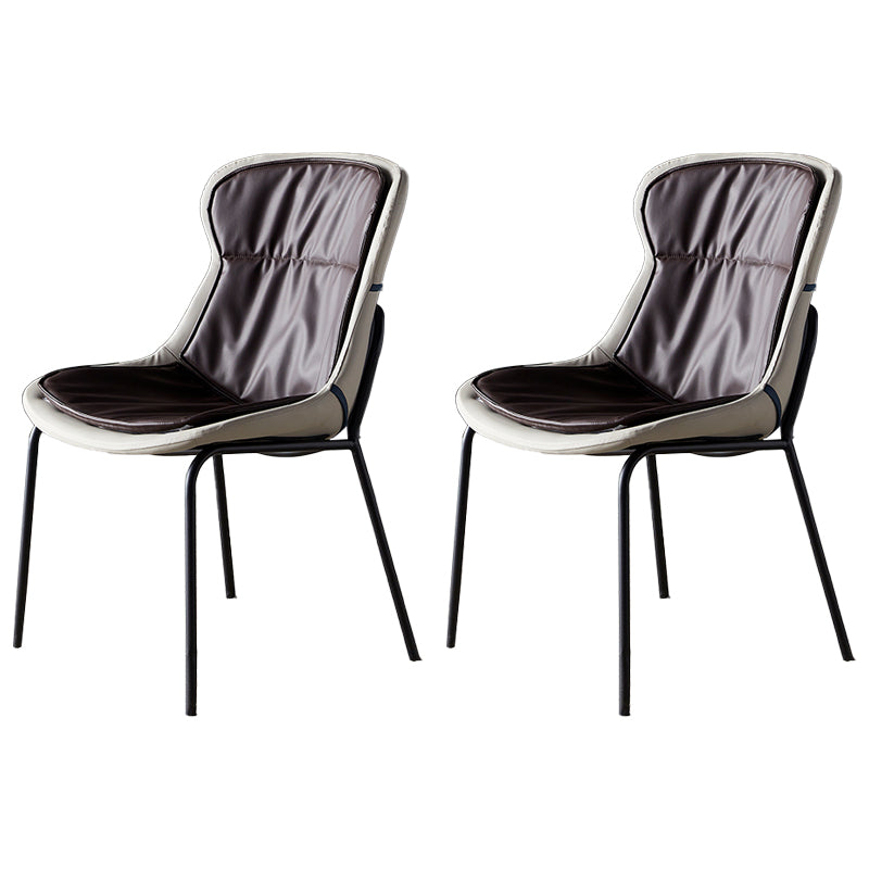 Industrial Style Leather Dining Armless Chairs Solid Back Dining Chair for Kitchen