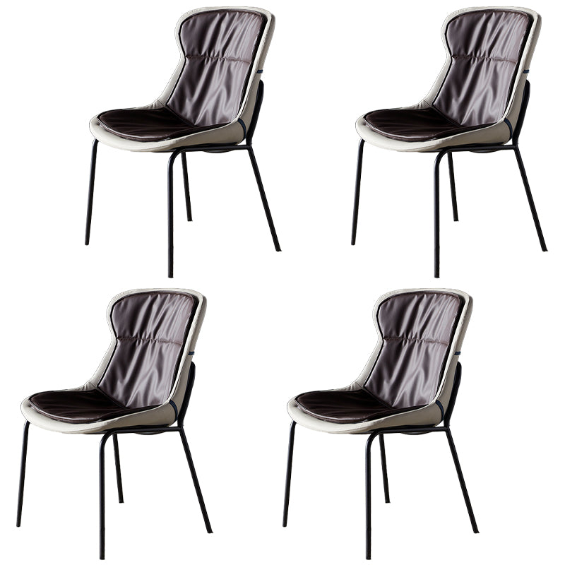 Industrial Style Leather Dining Armless Chairs Solid Back Dining Chair for Kitchen