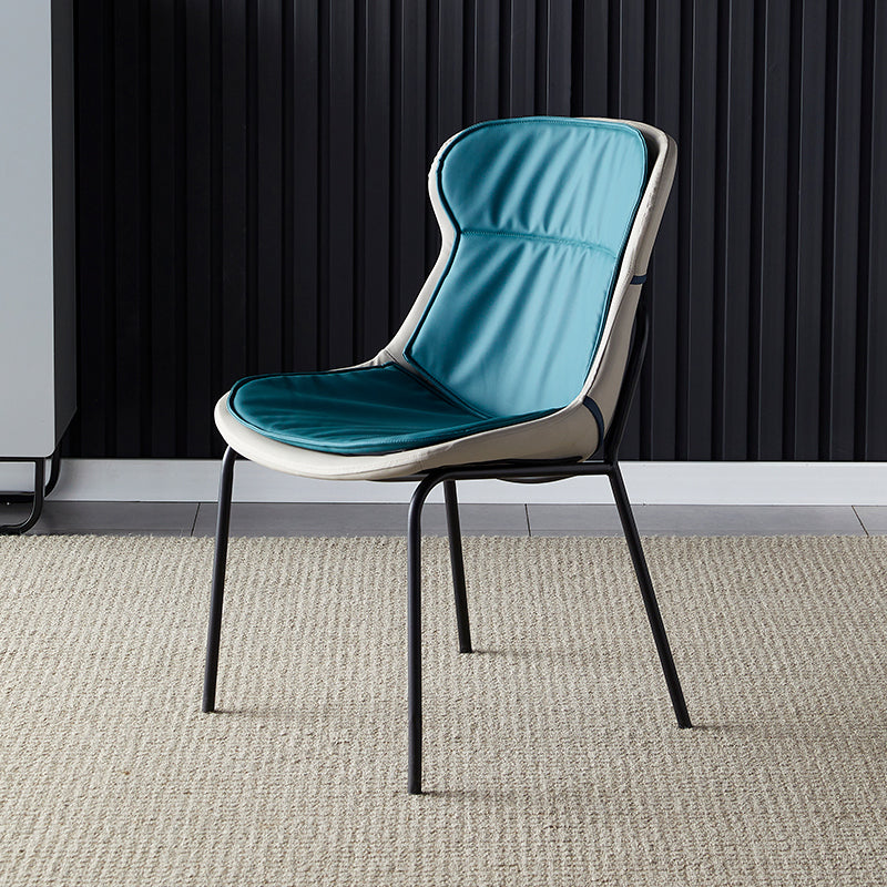 Industrial Style Leather Dining Armless Chairs Solid Back Dining Chair for Kitchen