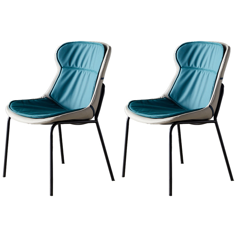 Industrial Style Leather Dining Armless Chairs Solid Back Dining Chair for Kitchen