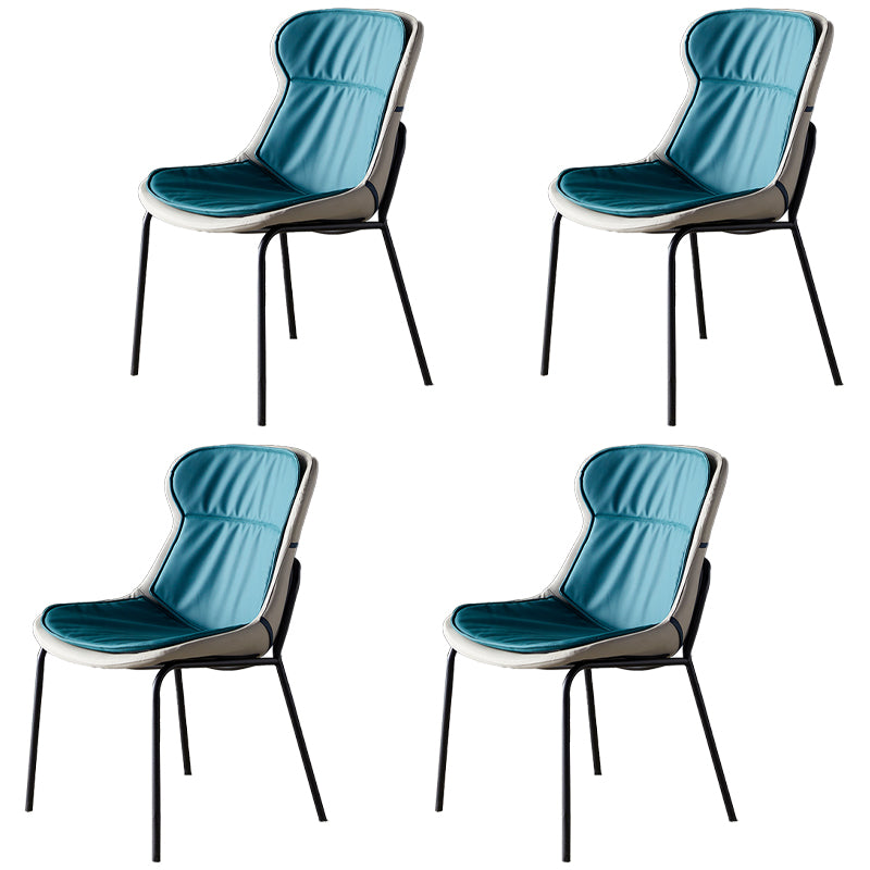 Industrial Style Leather Dining Armless Chairs Solid Back Dining Chair for Kitchen