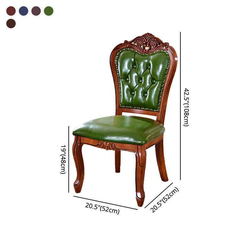 Sillas de comedor victorianas sin brazos Sillas laterales tapizadas en cuero (juego de 2)